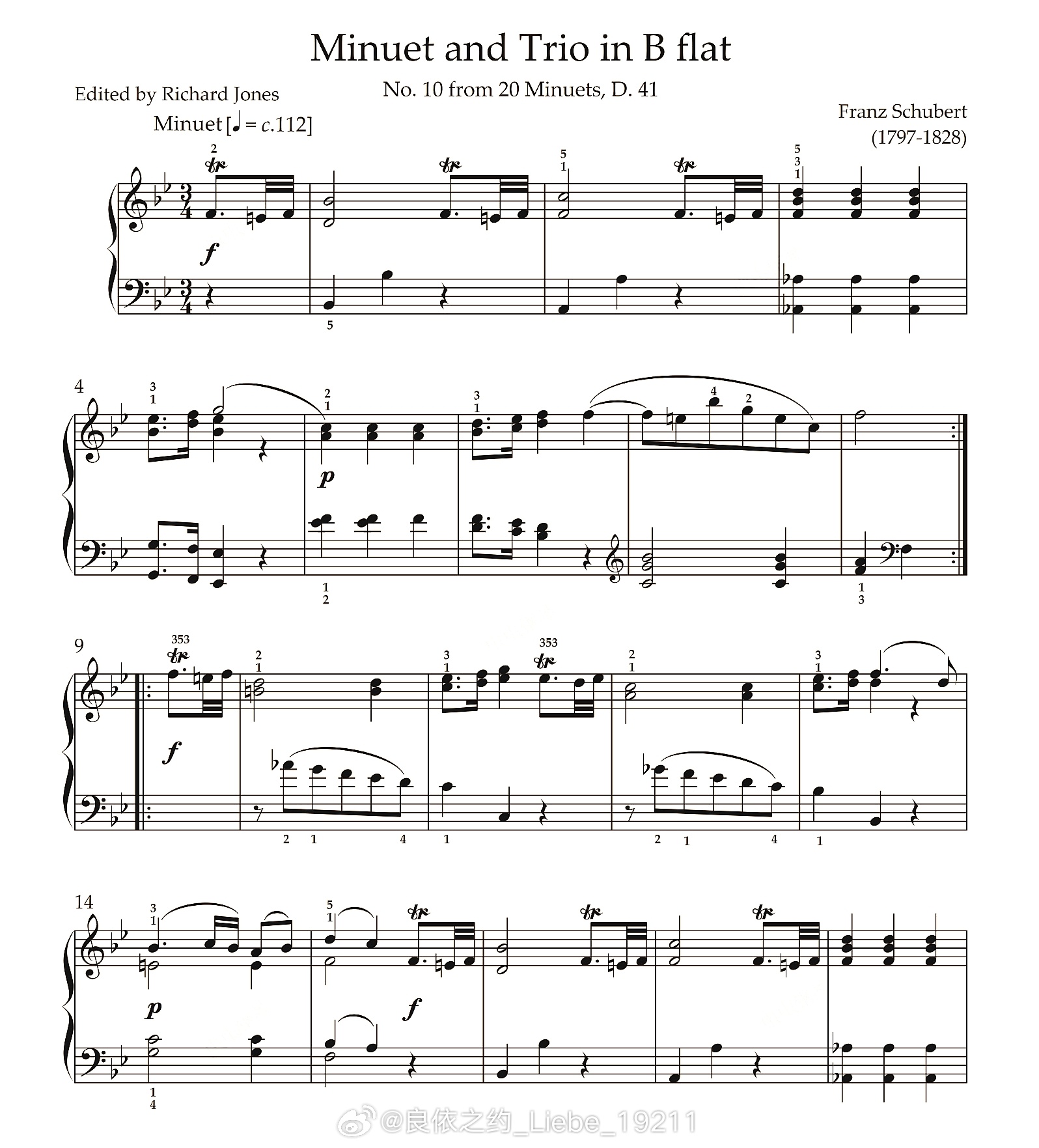 钢琴谱：《Minuet and Trio in B flat》Franz Sch