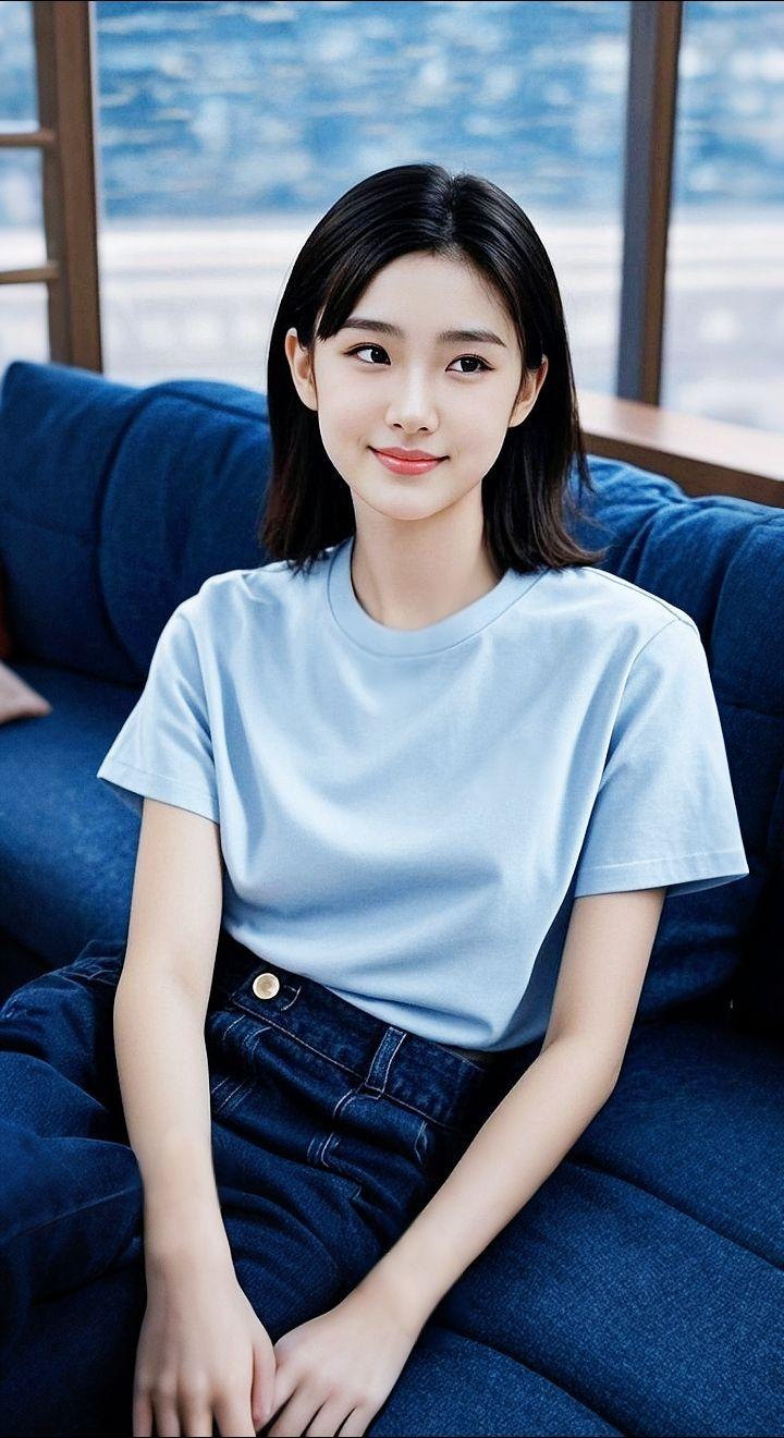 AI扩图 AI淡蓝风姿