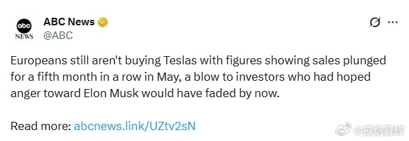 美媒称，欧洲消费者仍未购买特斯拉，数据显示5月分特斯拉销量连续第五个月下滑，这对