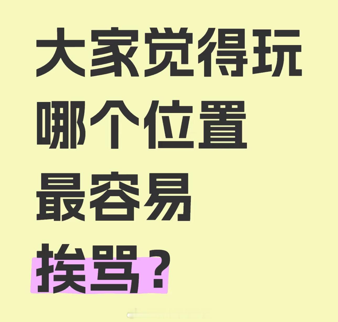 王者荣耀[超话]  大家觉得玩哪个位置最容易挨骂？ 