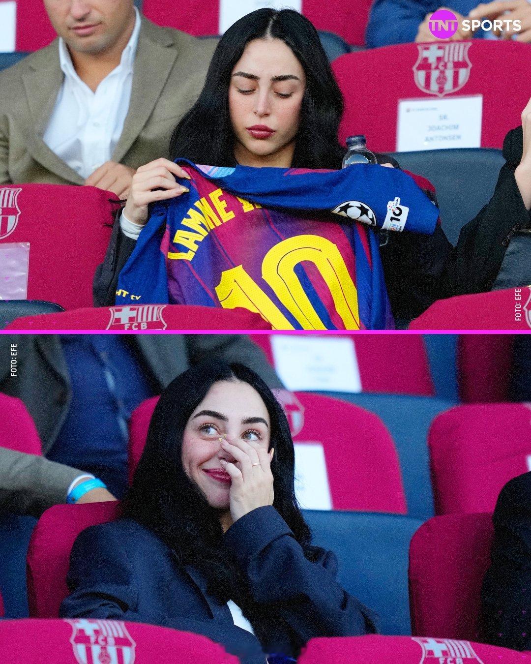 阿根廷姑娘妮基·妮可现身巴塞罗那与奥林匹亚科斯的欧冠比赛。巴萨6比1奥林匹亚科斯