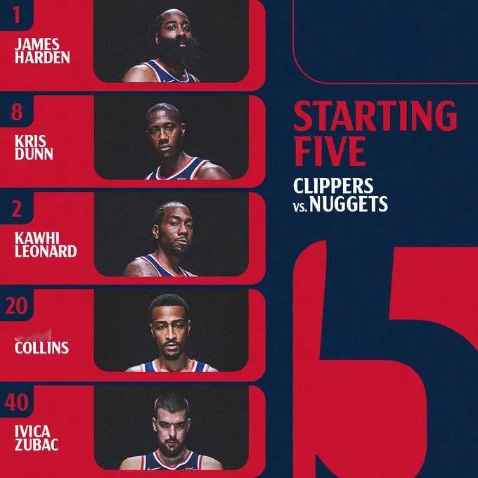 首发：哈登 邓恩 伦纳德 柯林斯 祖巴茨原声看球：网页链接备用：网页链接