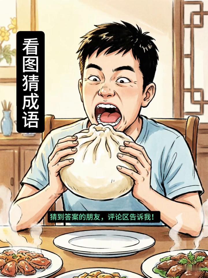 看图猜成语。
看图猜成语，笑到肚子疼。大家快看，这位大哥对着镜子居然把自己当成了