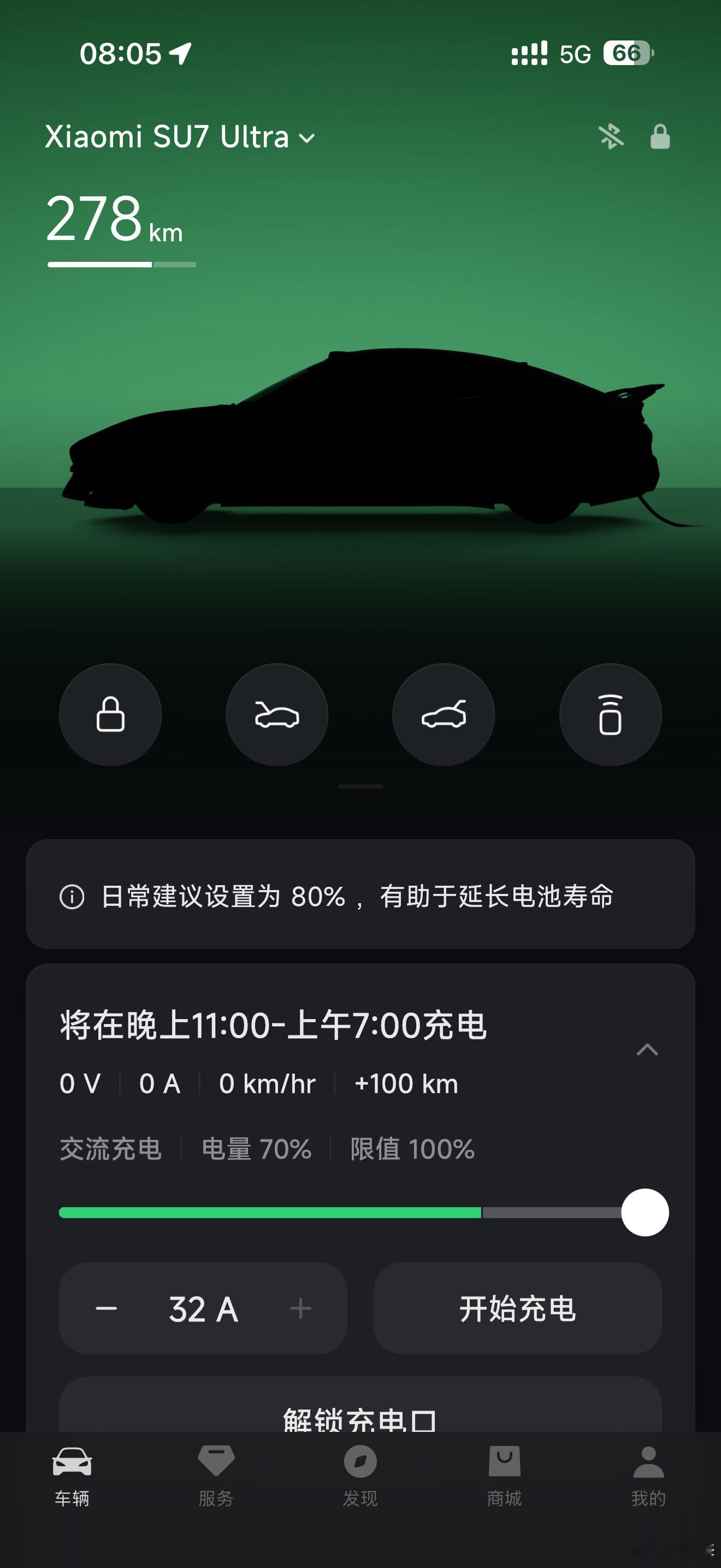 家里的7千瓦家充桩坏了最近拿小米的3.5千瓦随车充应急Ultra峰谷电8小时只能