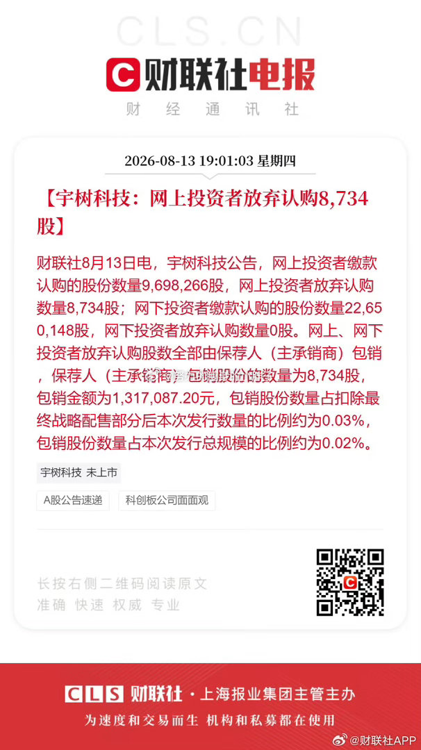 宇树科技弃购8734股真的是旱的旱死，涝的涝死为什么要弃购呀，好不容易中的，只是