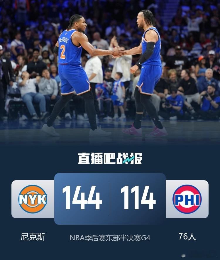 尼克斯4比0横扫76人NBA季后赛东部半决赛G4，76人继续主场迎战尼克斯。此前
