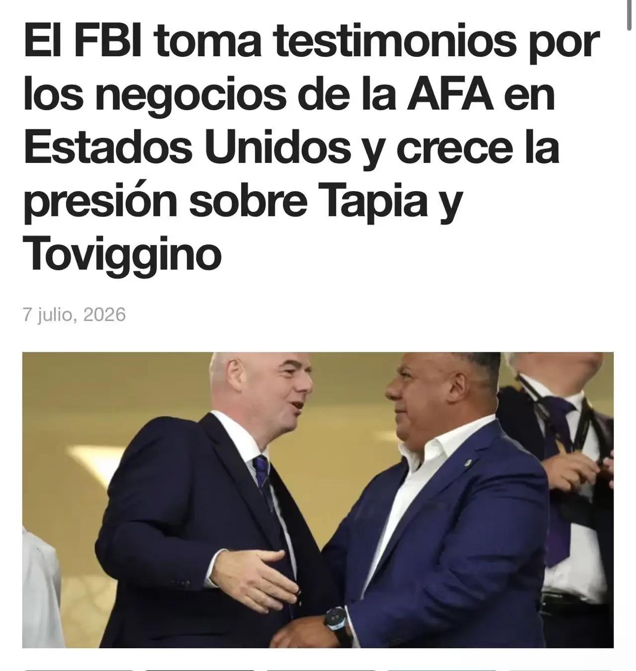 阿根廷队还在美加墨世界杯上苦战，后方却炸了锅——FBI正式调查阿根廷足协，涉案金