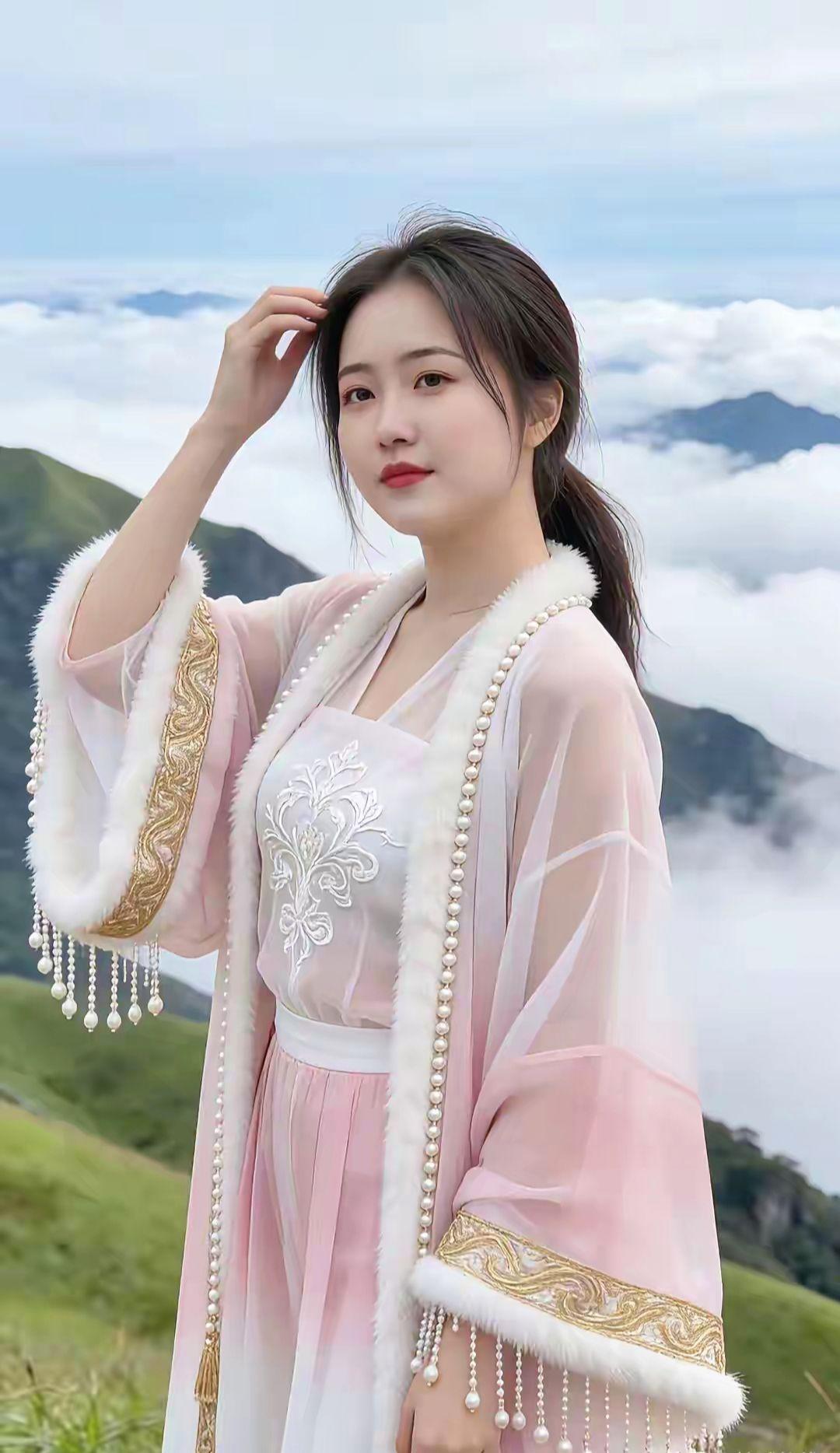 民族服饰有多美 爱拍照爱生活 登上山顶看美景心随景动