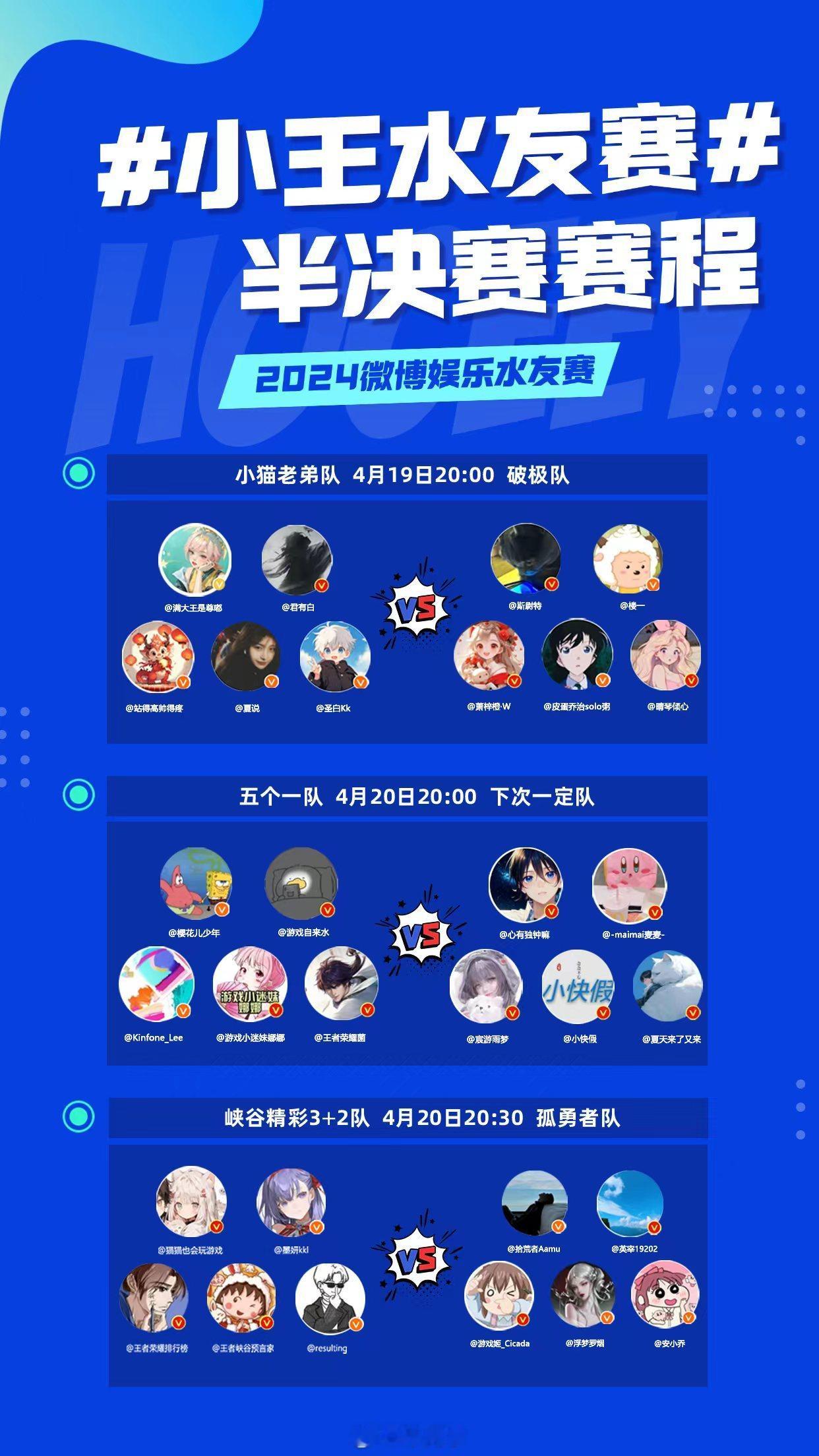 微博游戏娱乐水友赛 #小王水友赛#  进入半决赛阶段，最后谁能拿下最后冠军呢？欢