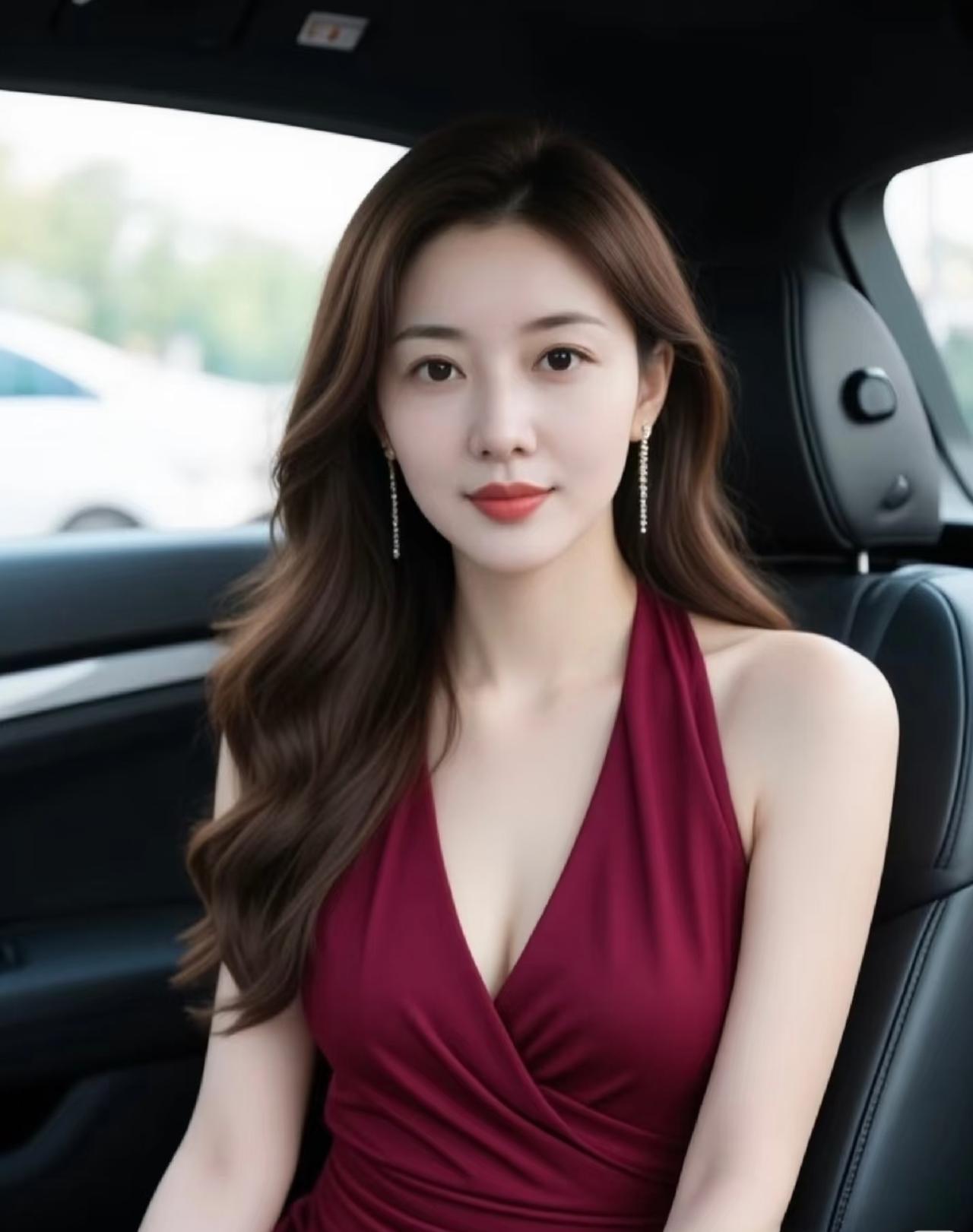 红衣美人坐，车中似有仙。