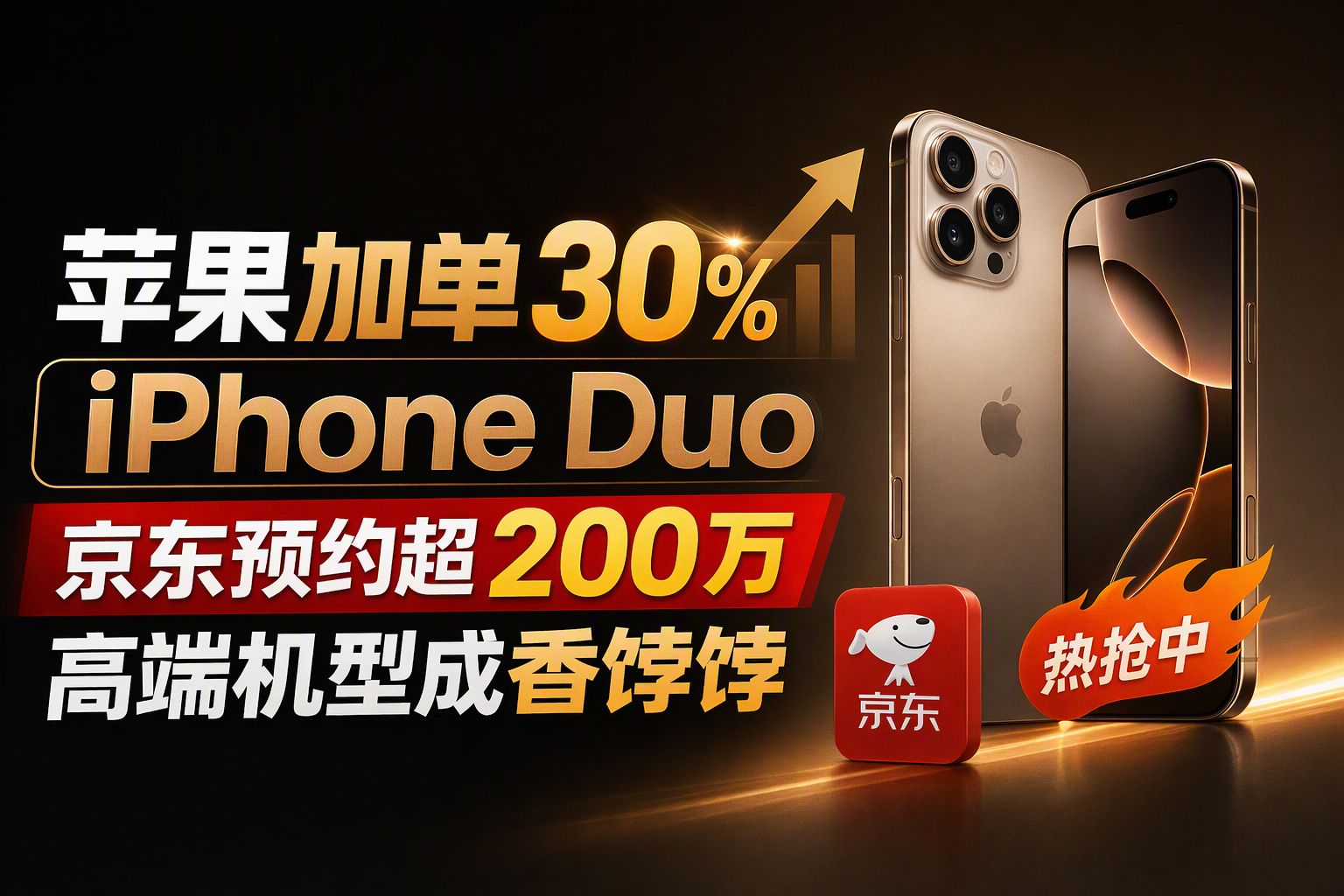 苹果加单30%iPhoneDuo，京东预约超200万，高端机型成香饽饽