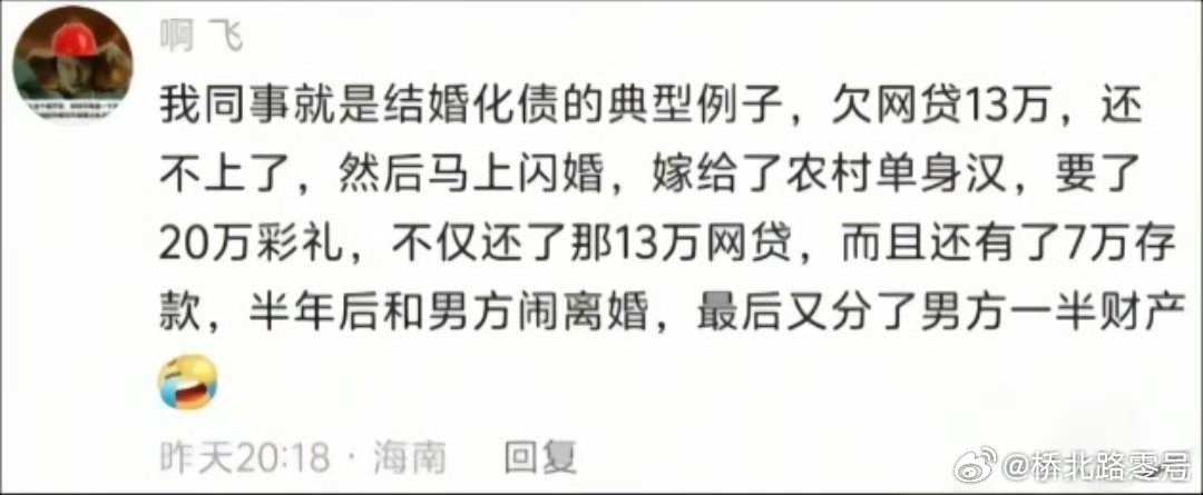结婚化债？估计以后这事会越来越多。热点观点 ​​​