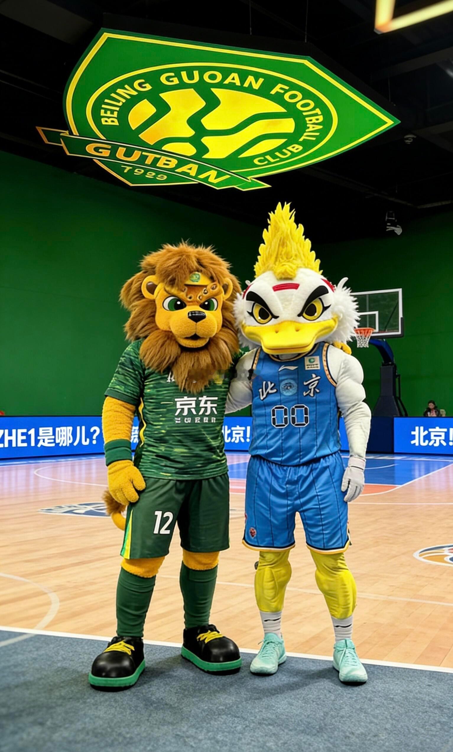 北京双雄同框！国安狮 × 首钢鸭✨一座城，两支队，保持热爱北京国安北京首钢