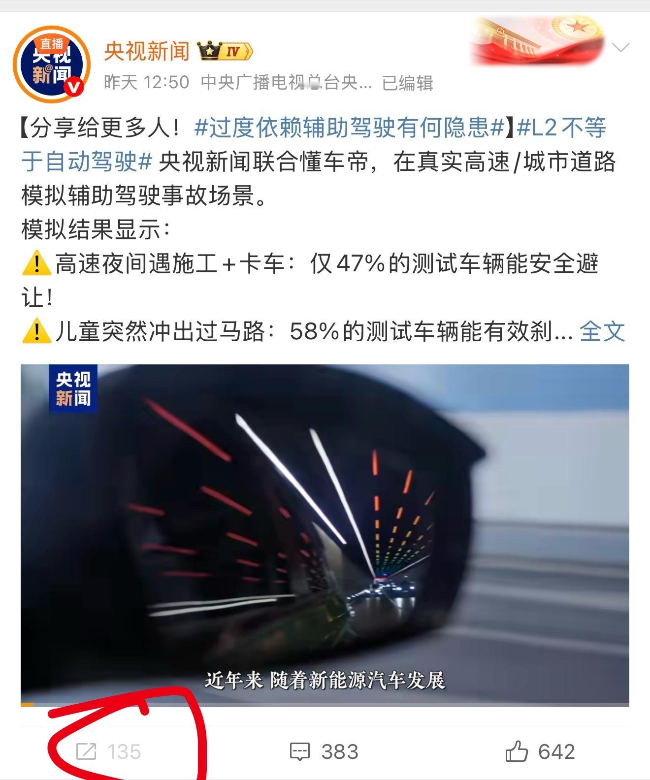 懂车帝测试  央视联合懂车帝这条微博被限制转发了，这什么情况？[衰] ​​​