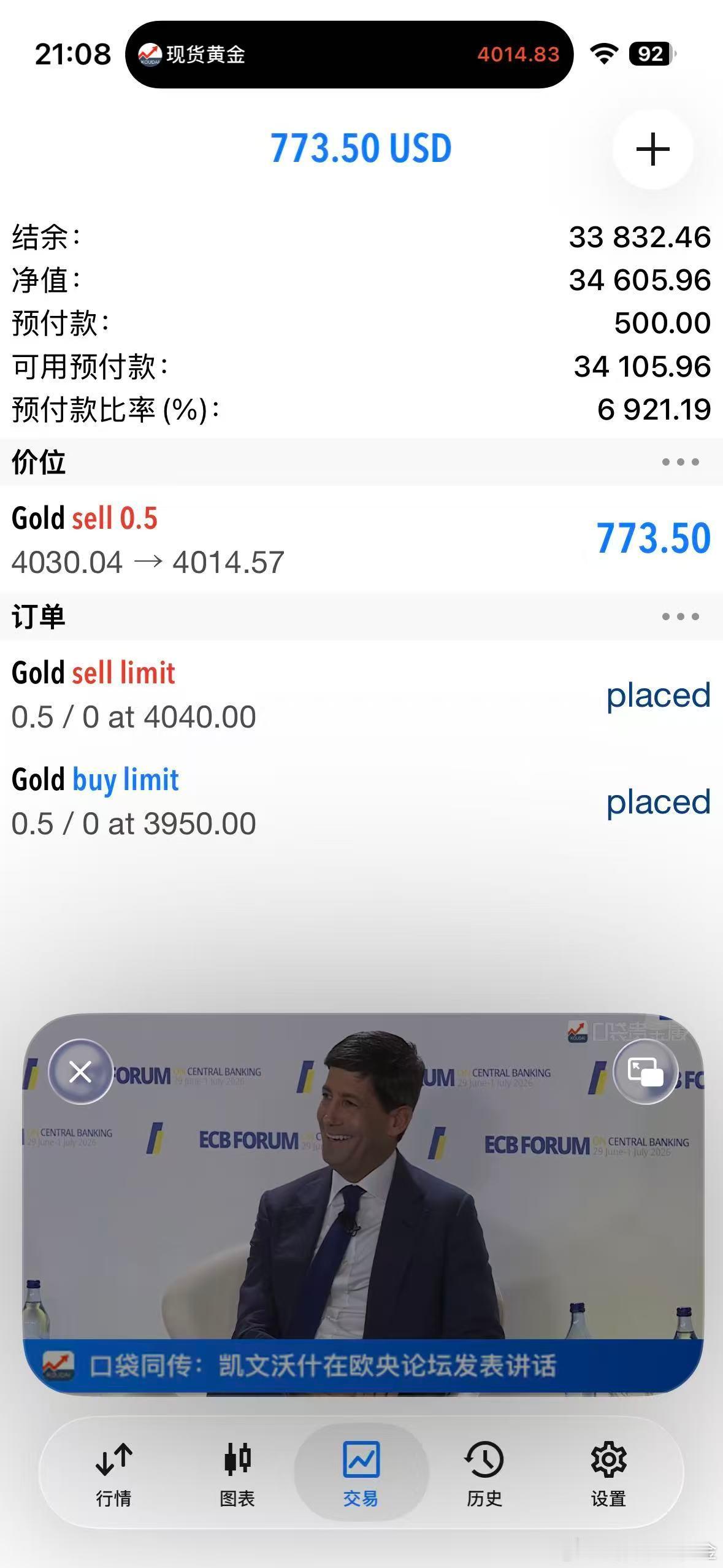 外汇黄金 沃什一笑，生死难料！手里的空单不急！4000关口再次测试！ 