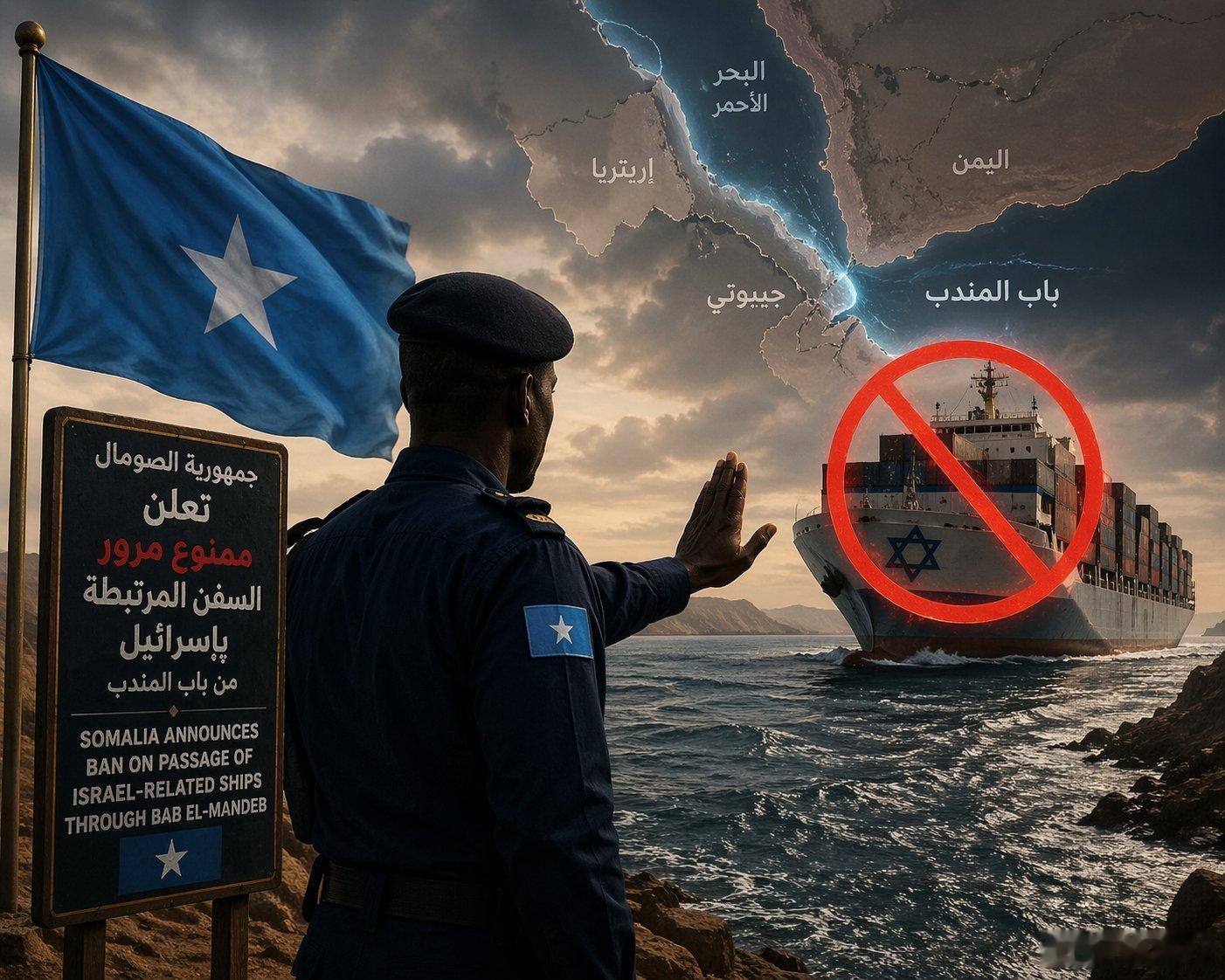 摩加迪沙政府已正式禁止任何与以色列有关的船只通航曼德海峡。 