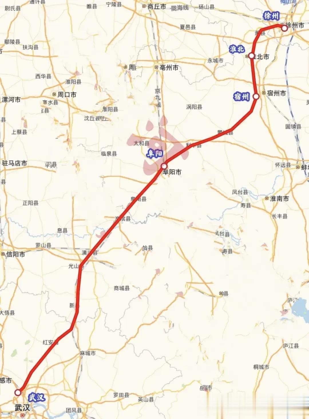 徐州-武汉高铁线路图