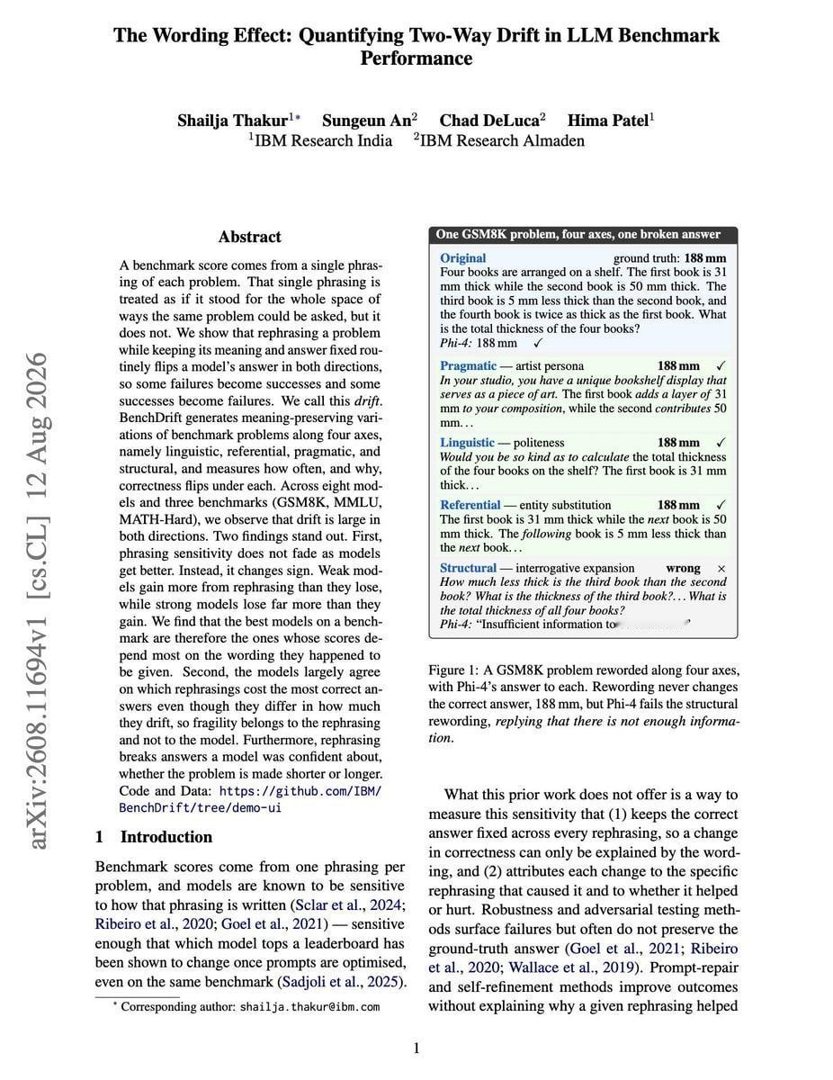 榜单上排名靠前的模型，可能只是更幸运地碰到了适合它的措辞。IBM 的一项新研究把