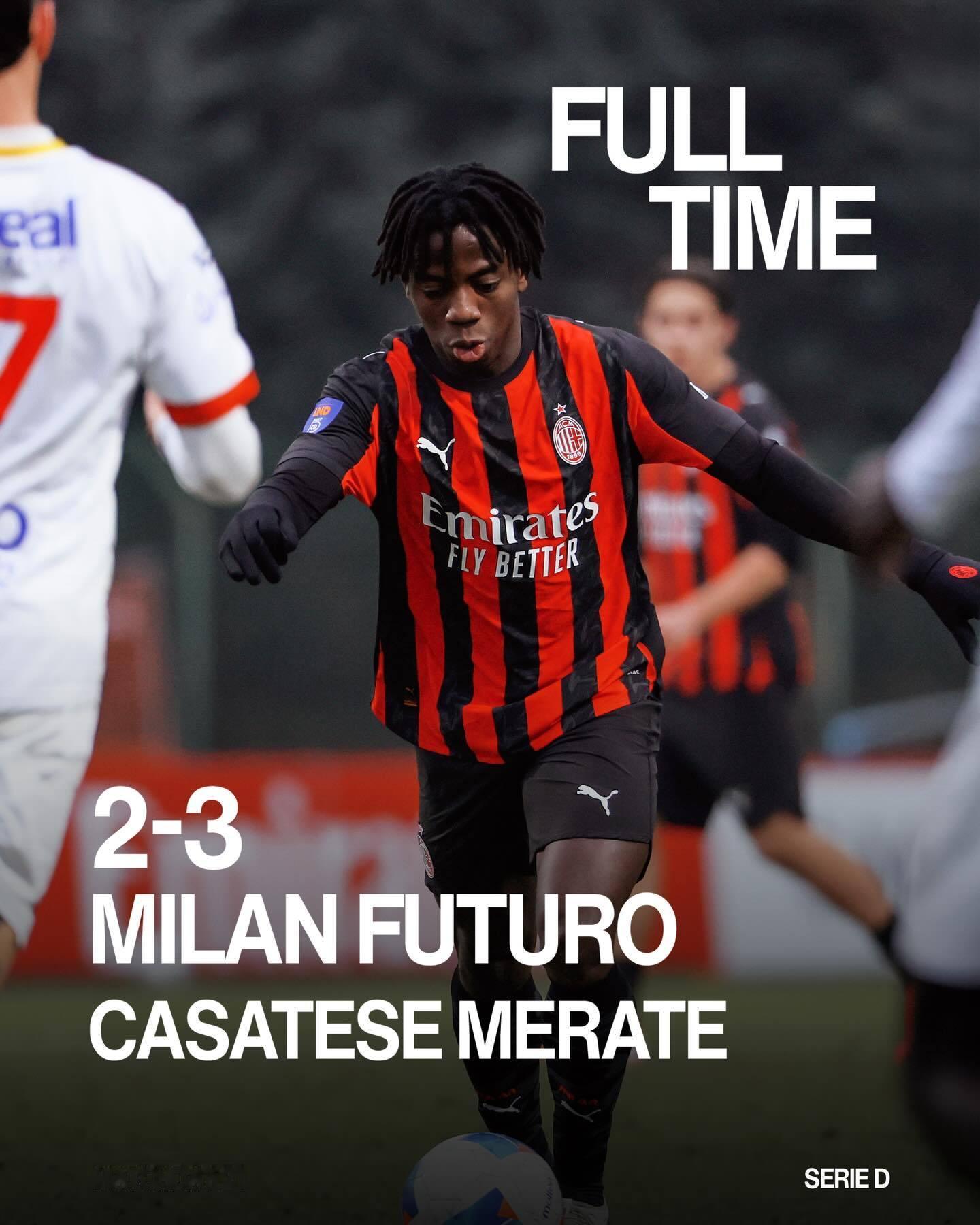 【米兰B队赛果】 2025-26赛季意丁联赛 第21轮：🔴⚫️ Milan F