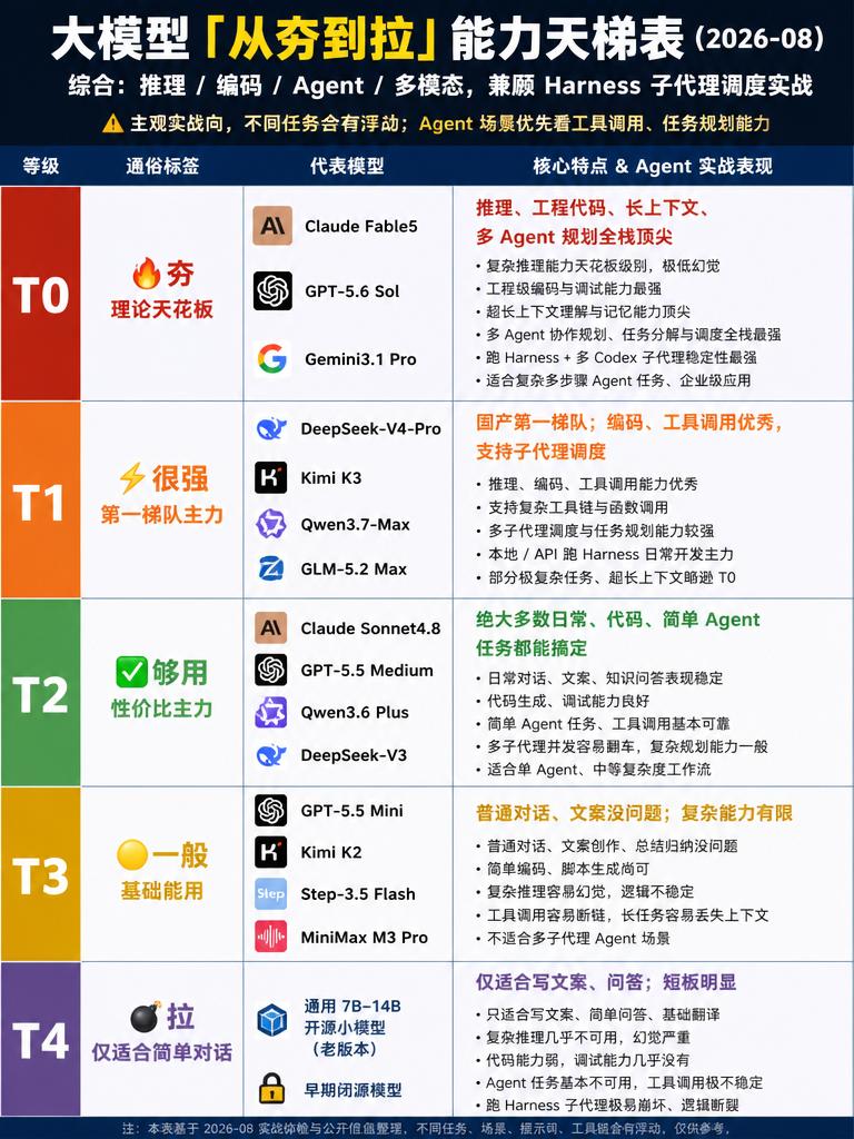 大模型能力天梯表GPT GeminiGLM Qwen Deepseek