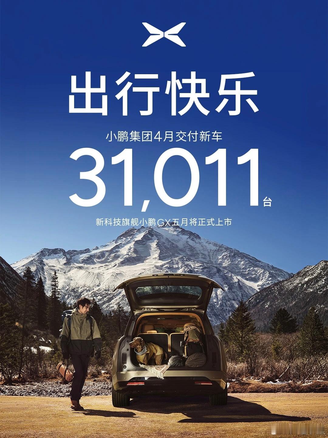 小鹏4月份交付了31011台，结合今年以来的销量，可以看出小鹏基本稳住了去年年末