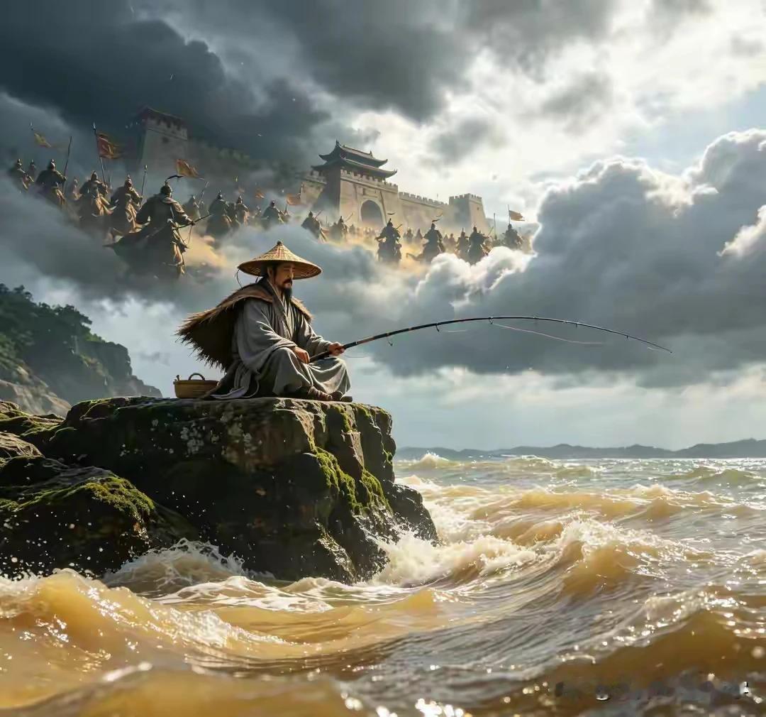 续句诗：
一钓沉江风雨平，
六朝云外寂无声。
休同人论秦嬴政，
一统华夏留美名。