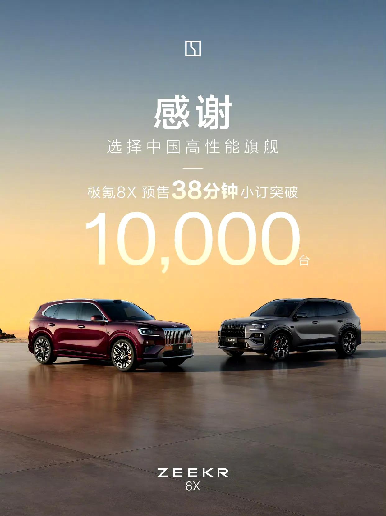 极氪8X预售38分钟小订破万，37.68万起的价格，这个成绩不错。

极氪9X连