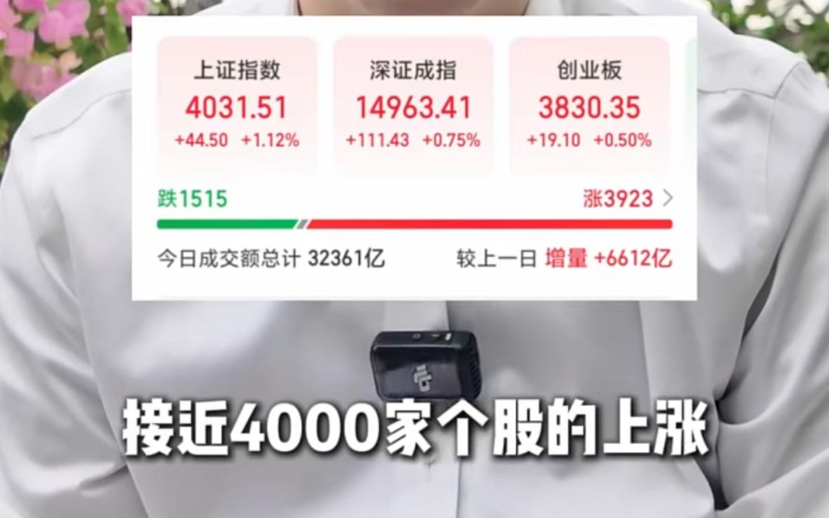 今天大盘妥妥的放量大涨，将近4000家个股同步收红！
正好印证了我们前两天坚定提