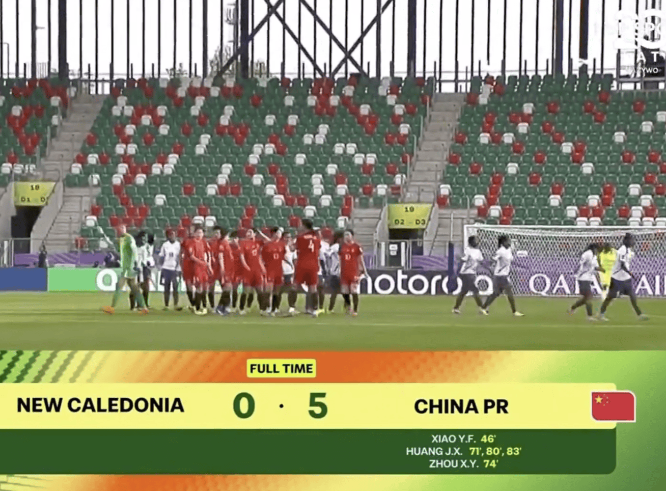 U20女足世界杯：中国5-0新喀里多尼亚，黄嘉欣帽子戏法