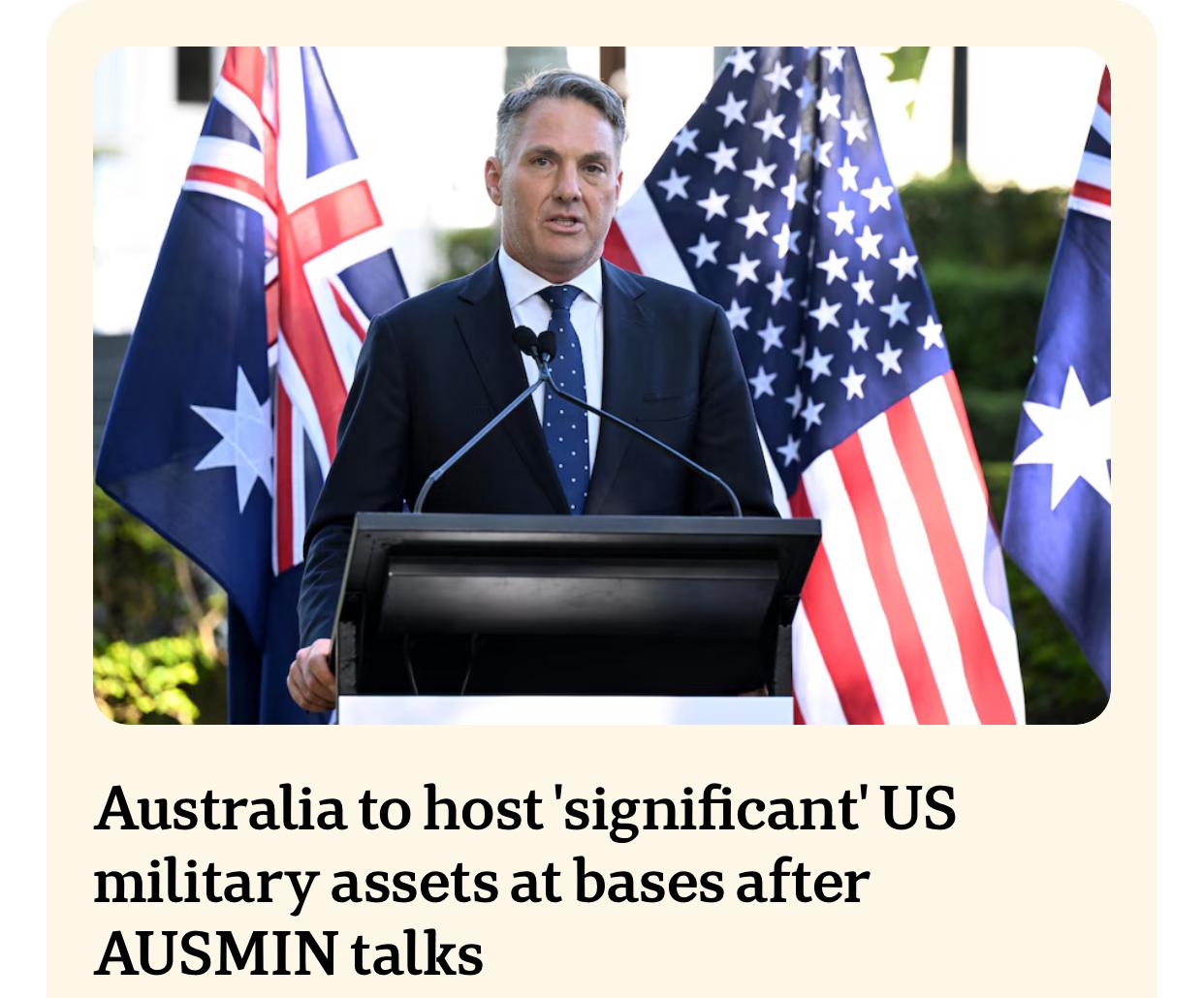 美军将在澳大利亚大规模部署战略武器 美澳军事合作 

在和外交部长黄英贤一同会见