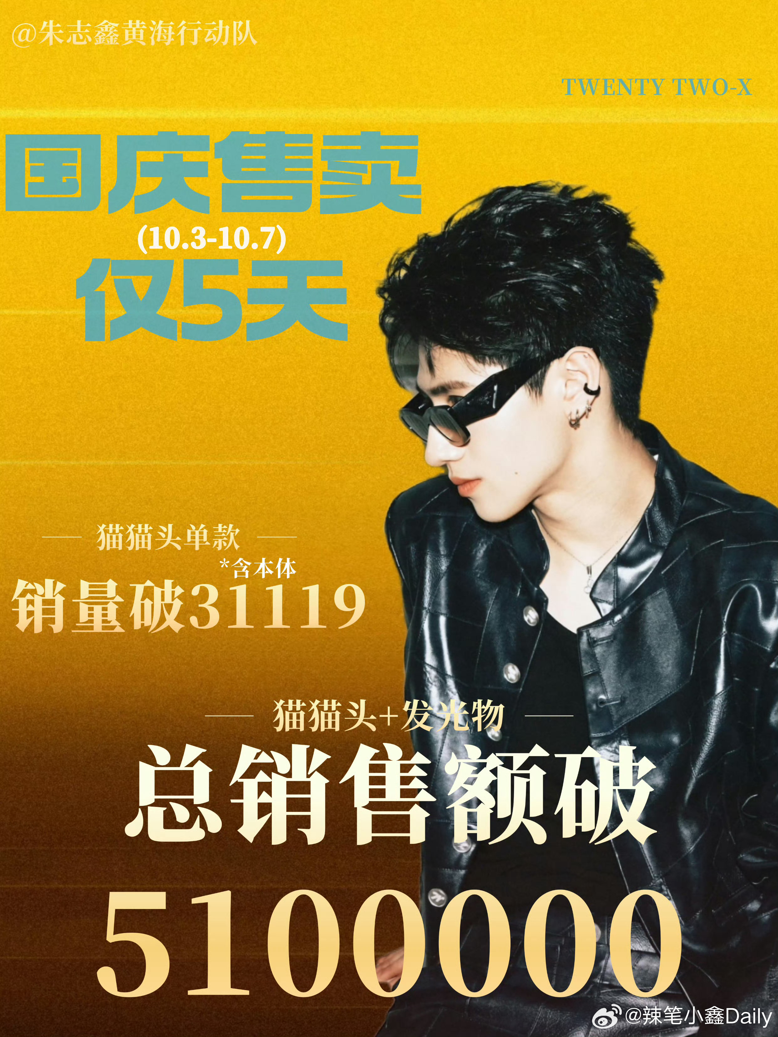 tg 朱志鑫周边+发光物 十一期间销售额破千万了🔥朱志鑫黄海行动队 × 嘉陵江