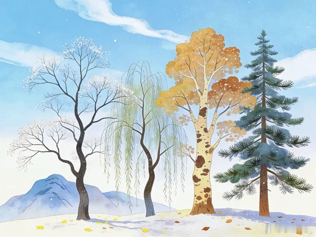 从前，总觉得冬天的树太冷清。枝干光秃秃的，抬头一看，都是“空”。后来才慢慢懂得，