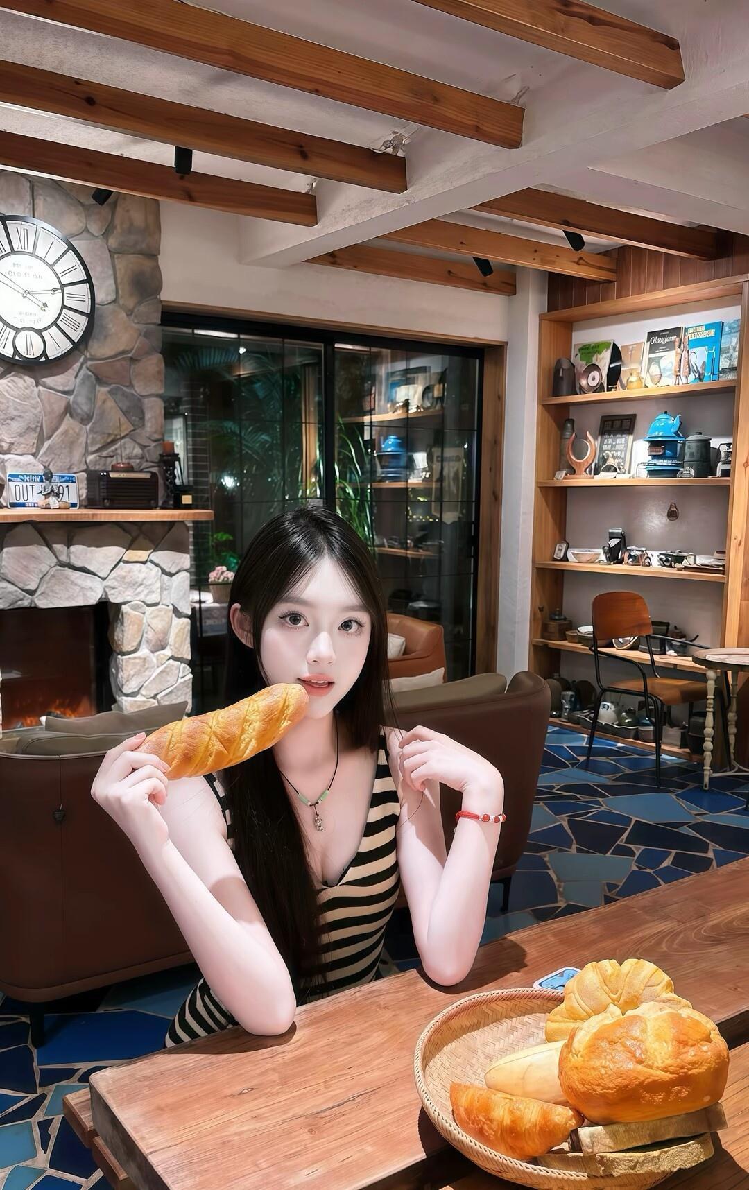 “阳光明媚的午后，品尝新鲜出炉的面包，享受生活的美好时光。”🌞🍞😊
