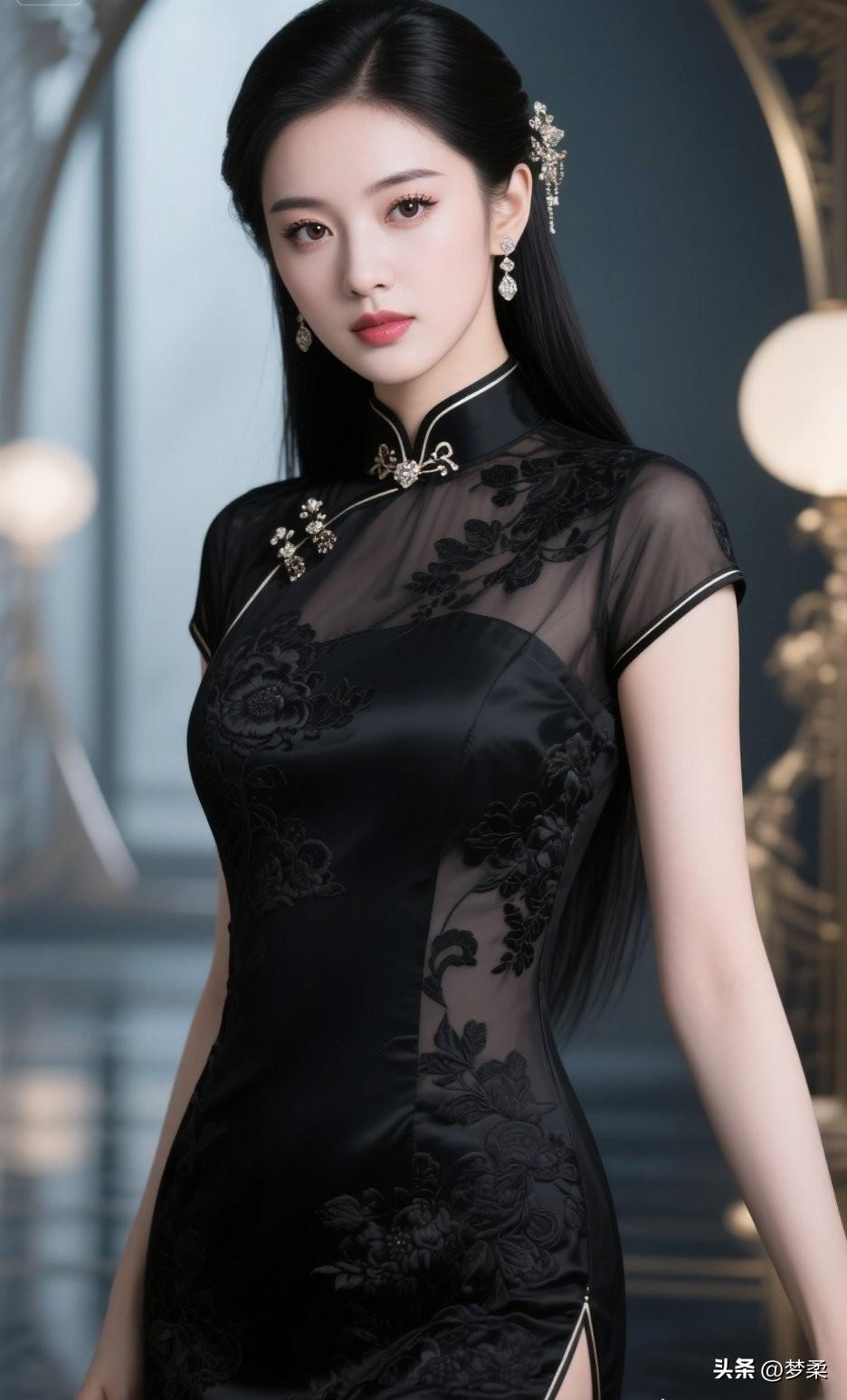 黑纱旗袍的优雅魅力，尽显东方古典美旗袍什么材质的最好