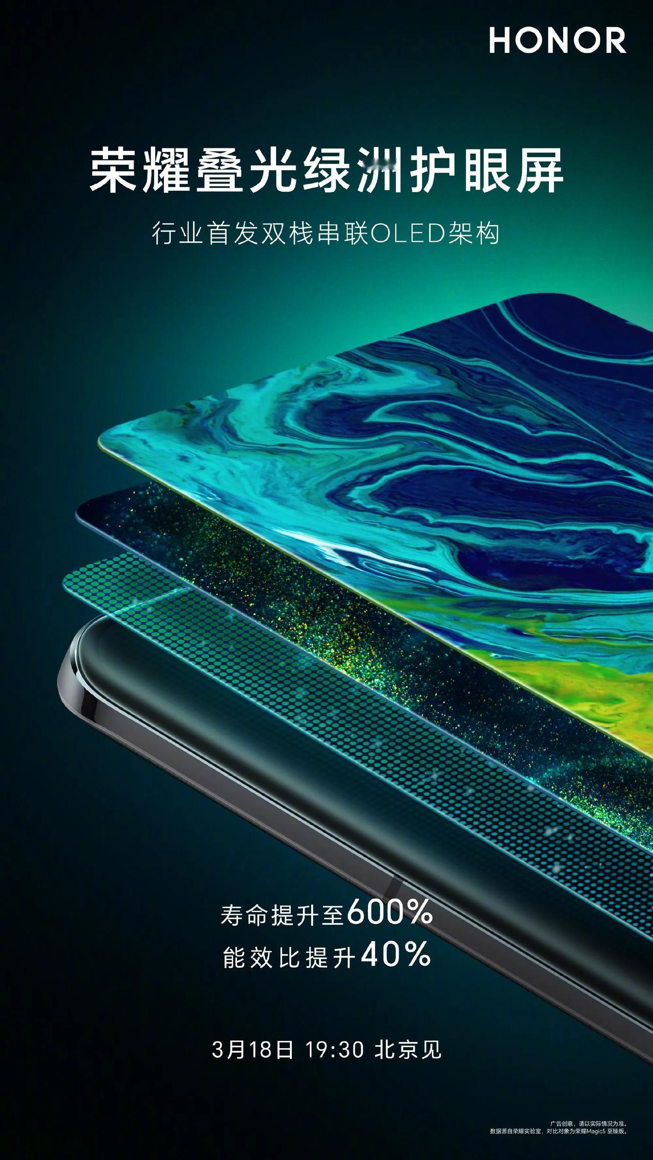 简直是厉害了

荣耀首发Tandem双栈串联OLED架构，提升屏幕寿命至600%