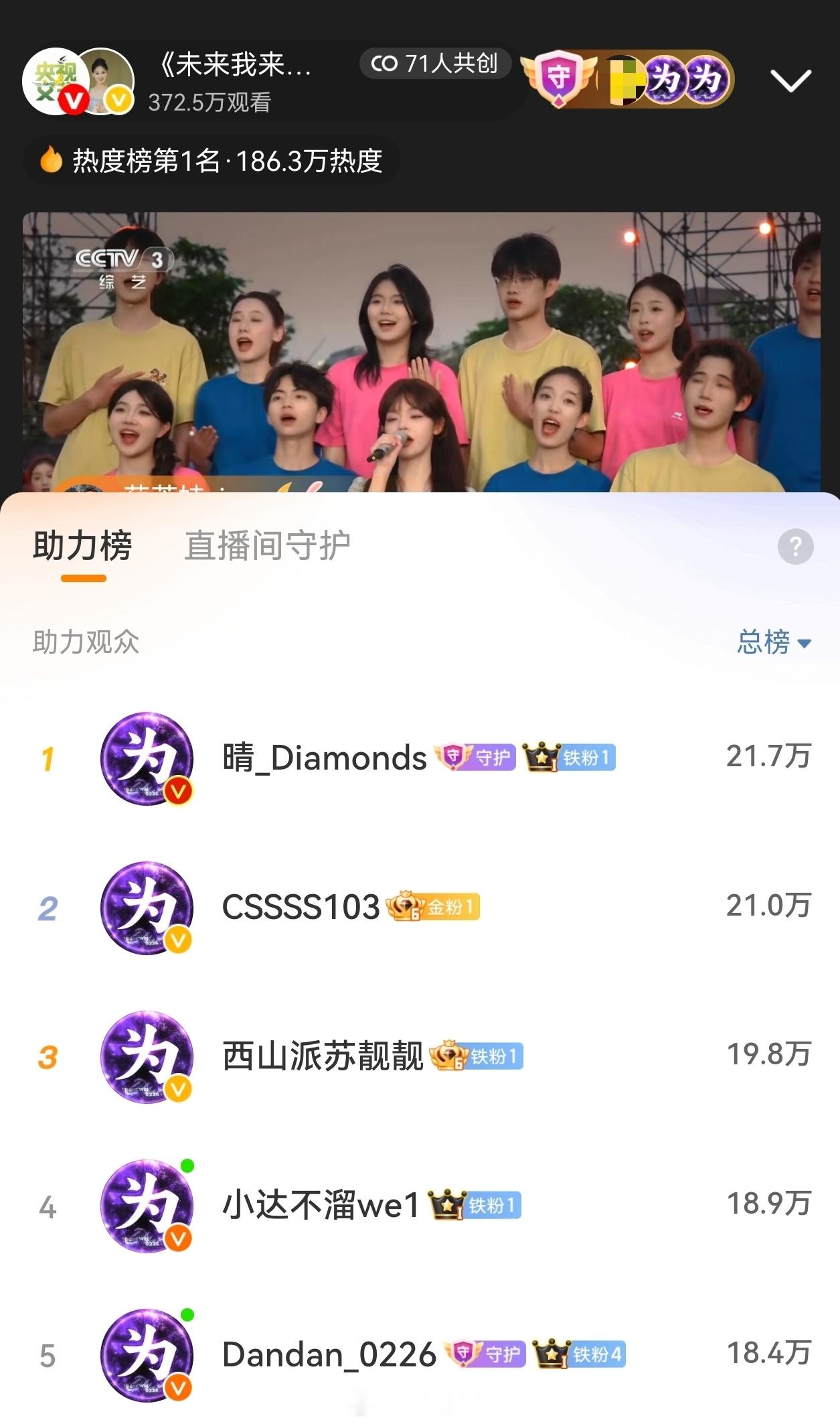 央视五四晚会，网络直播助力，金钻天团名不虚传，携手以一颗赤诚之心，奔赴青春之约邓
