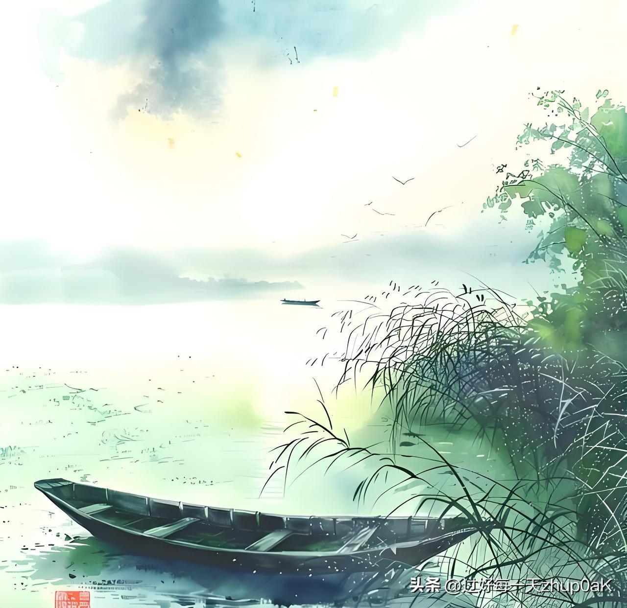 《竹枝二首·其一》
——五代·孙光宪  
门前春水白蘋花，
岸上无人小艇斜。
商