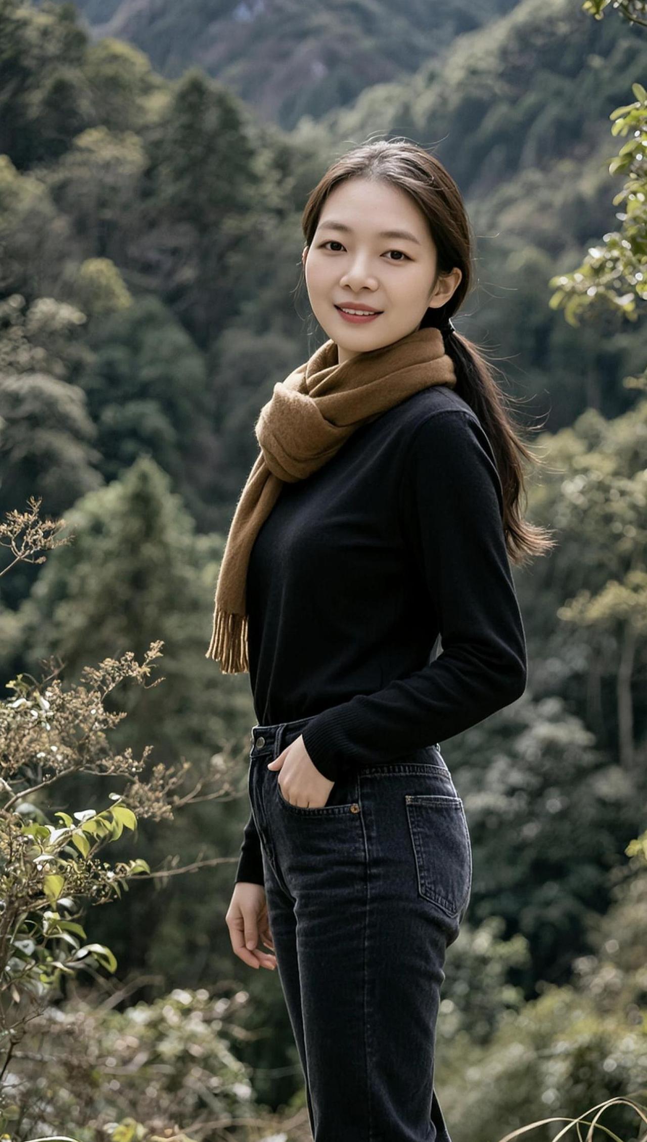 AI山林生活照 抖音玩法合伙人计划 甜系女孩 大山深处自然美 农村生活