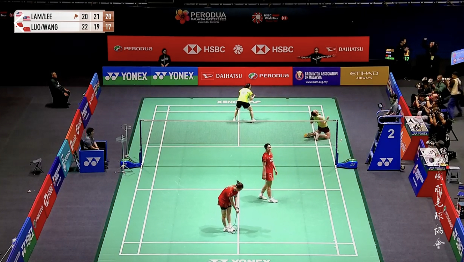 罗意/王汀戈🇨🇳 22-20、19-21、17-21 🇺🇸林瑞蓉/李欣梅