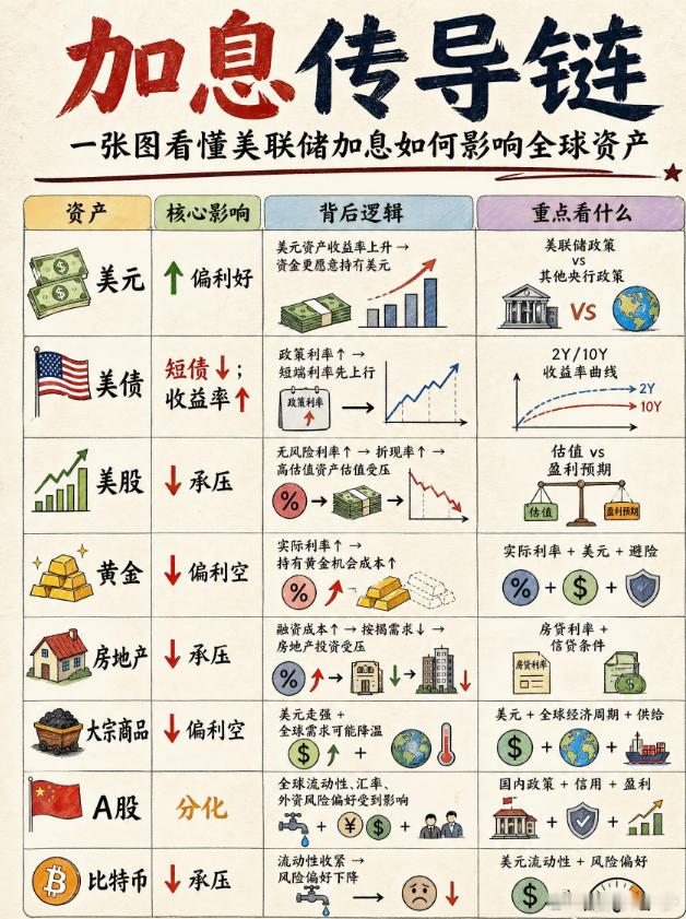 美元加息对各类资产的影响 ​​​