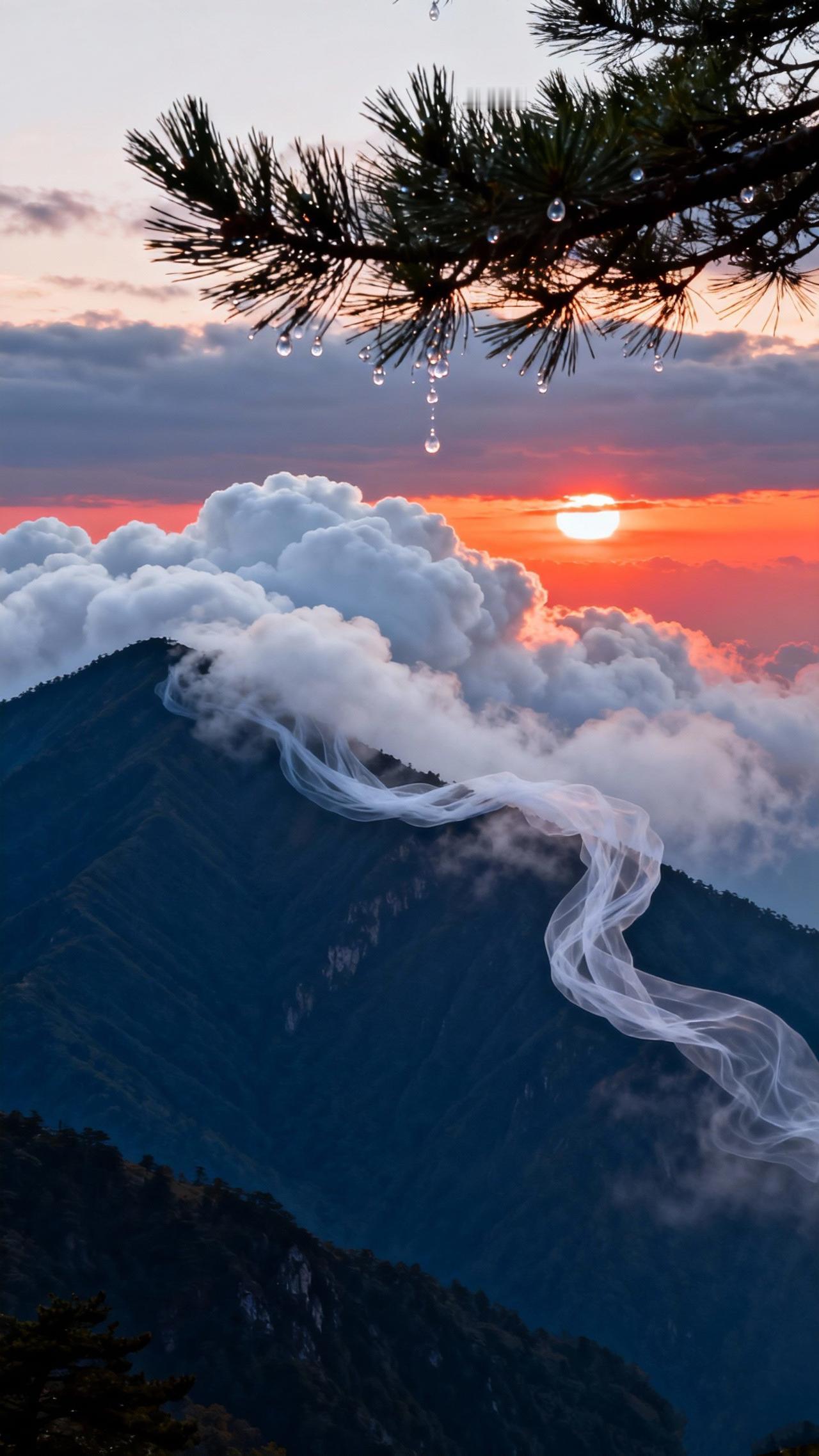 《云偷走了半山腰的雾》
 
云踮着脚，掠过青黛色的山脊
趁风打盹的间隙
偷走了半