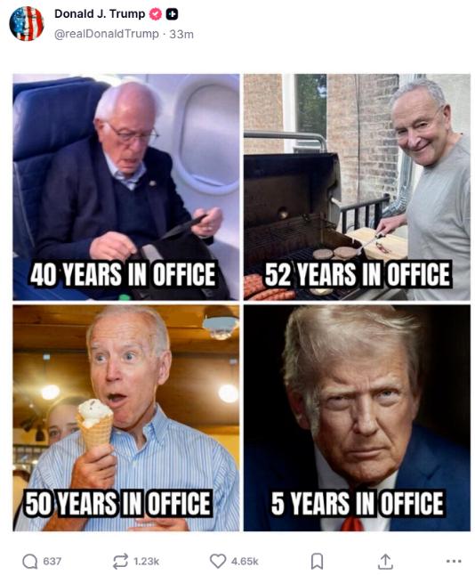 2026年4月13日，大统领在社交媒体上发图，表示你们看桑德斯，成为执政者已经4