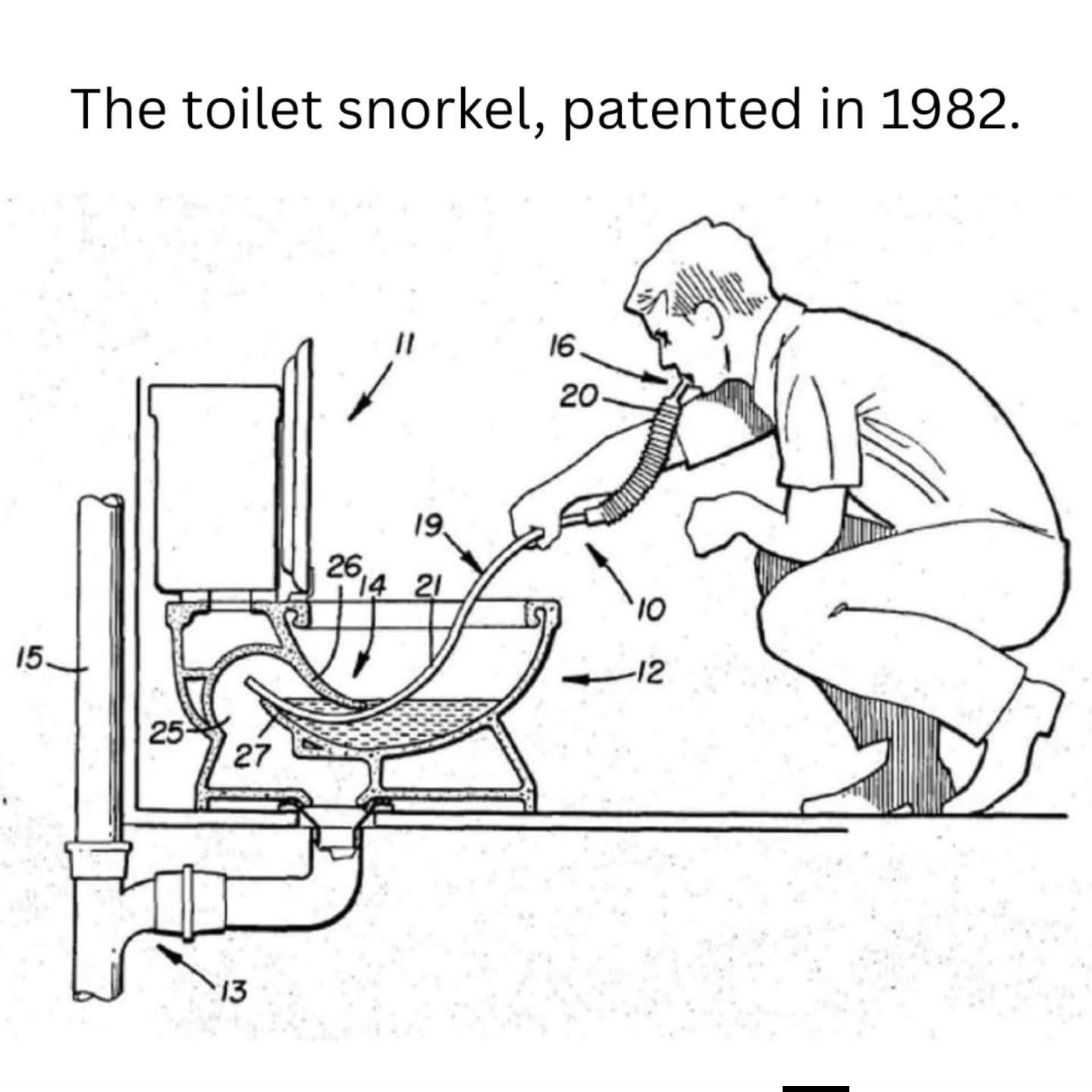 用抽水马桶作为浴室避难所的防毒面具？1982年的美国专利US4320756A，由