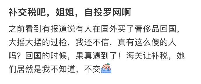 补交税吧，姐姐，自投罗网啊 ​​​