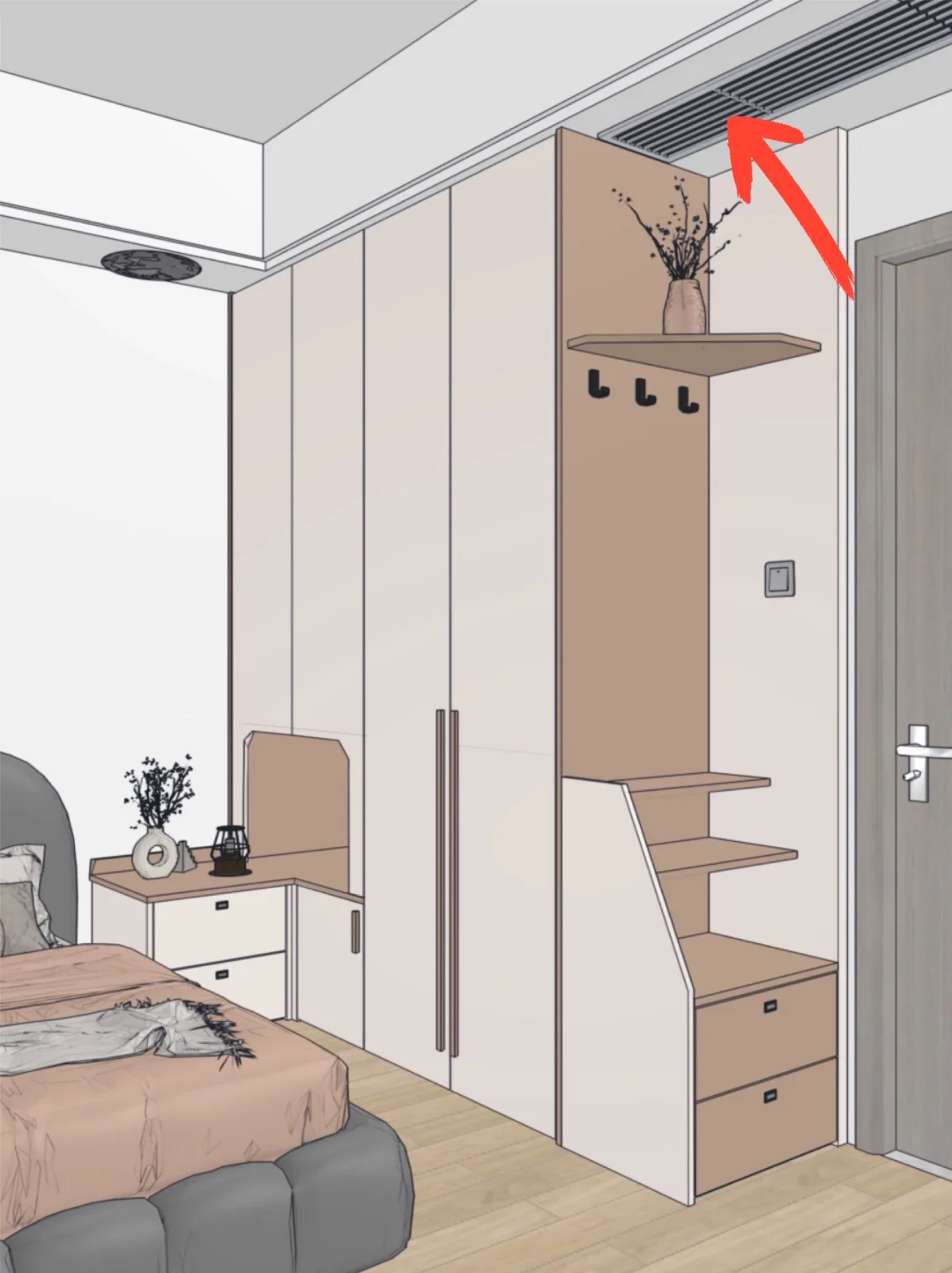 卧室衣柜避让空调回风口（附带详细尺寸）