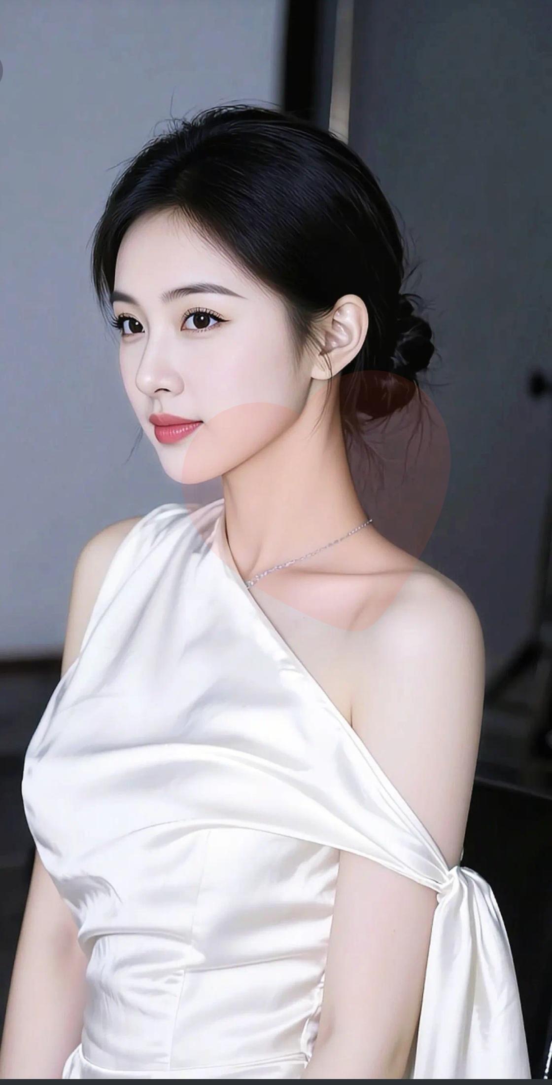 优雅白裙，气质女神，柔美侧颜，魅力无限。