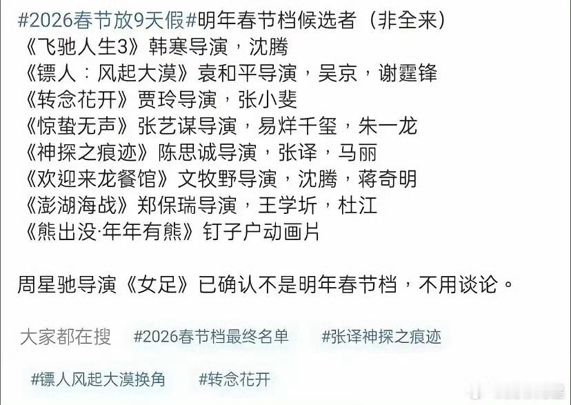 也不激烈啊《飞驰人生3》必看，《镖人》我会等第一周观影repo出来后再决定要不要