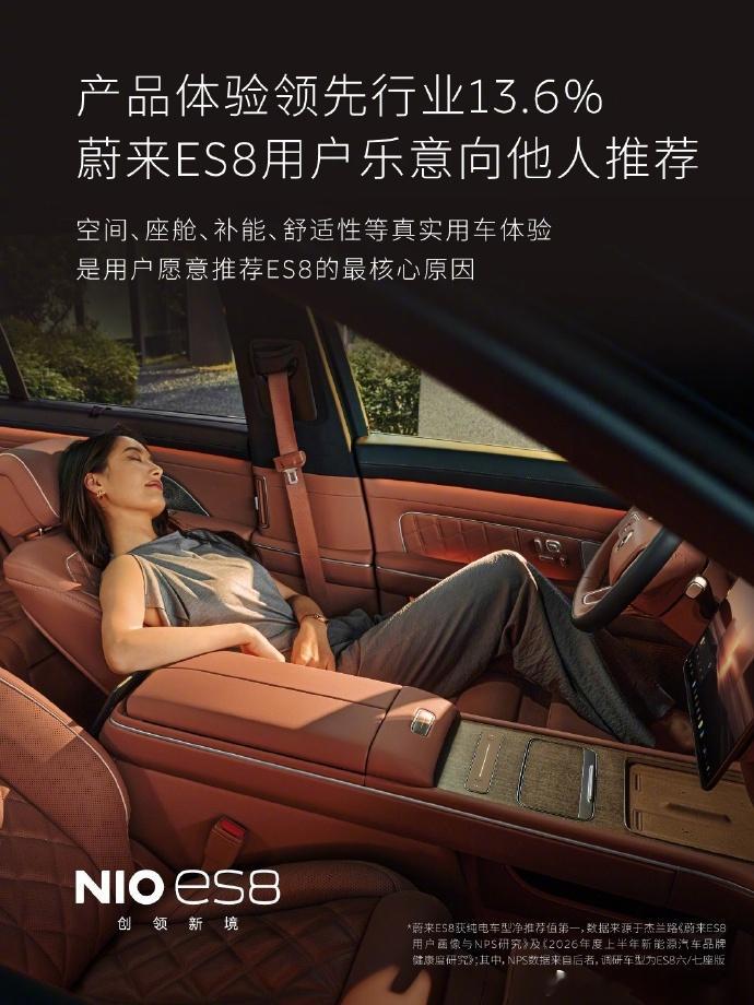 8成以上用户愿意帮李斌卖车 据杰兰路的《蔚来ES8用户画像与NPS研究》显示，蔚