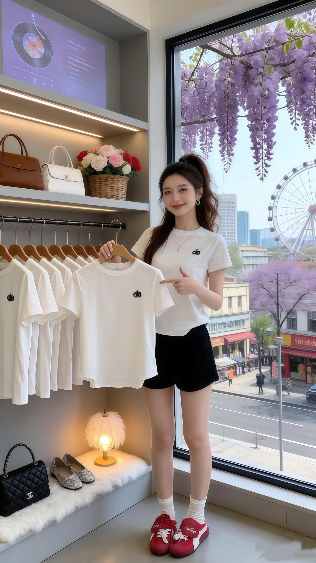 显瘦百搭T恤 休闲百搭 字母t恤短袖