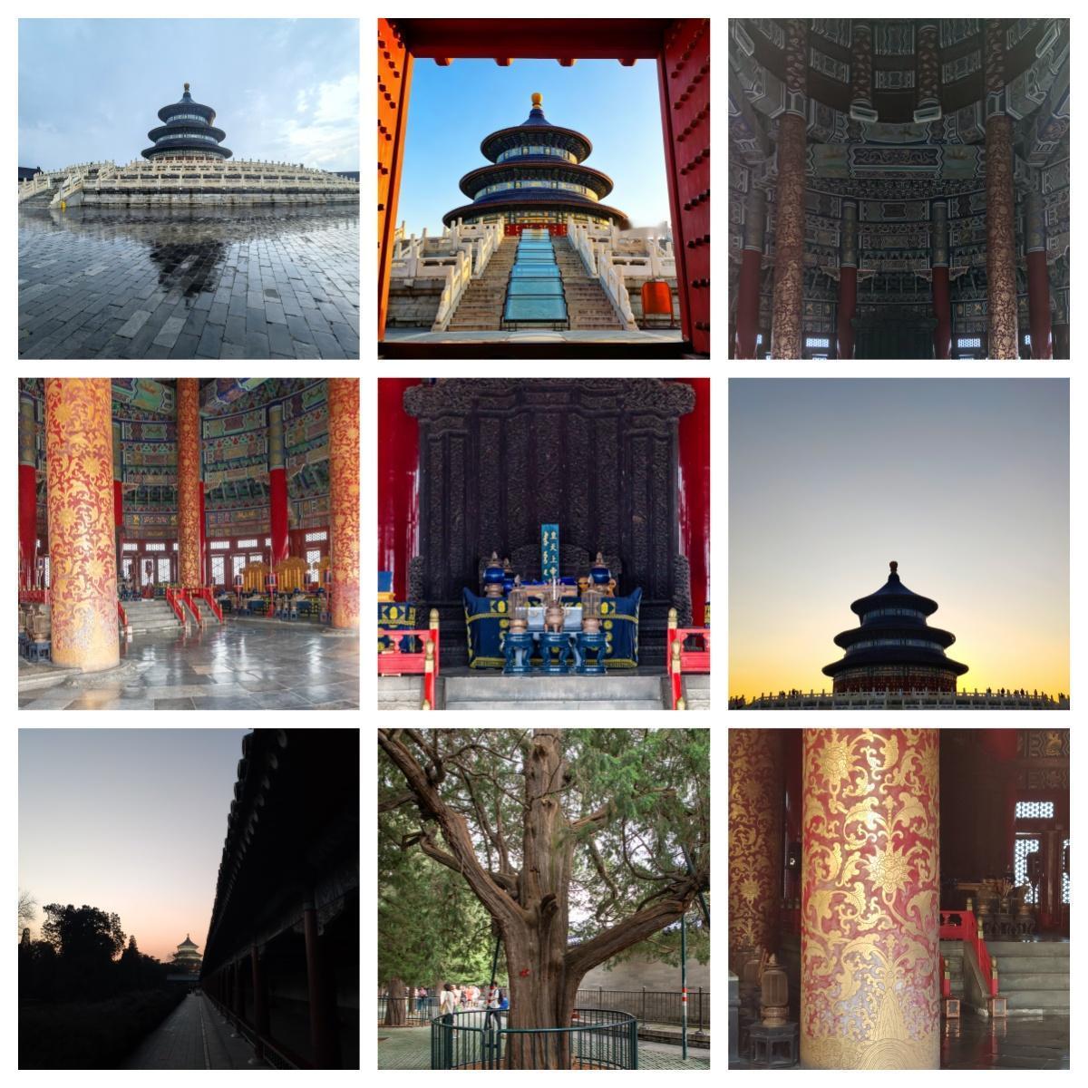 北京天坛，明清皇家祭天圣地。红墙蓝瓦、祈年殿巍峨，古建布局暗藏天人合一理念，尽显